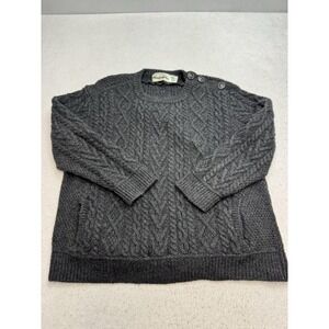 Aran Crafts Sweater Mens 2XL Gray Merino Wool Cable Knit Pockets Ireland
